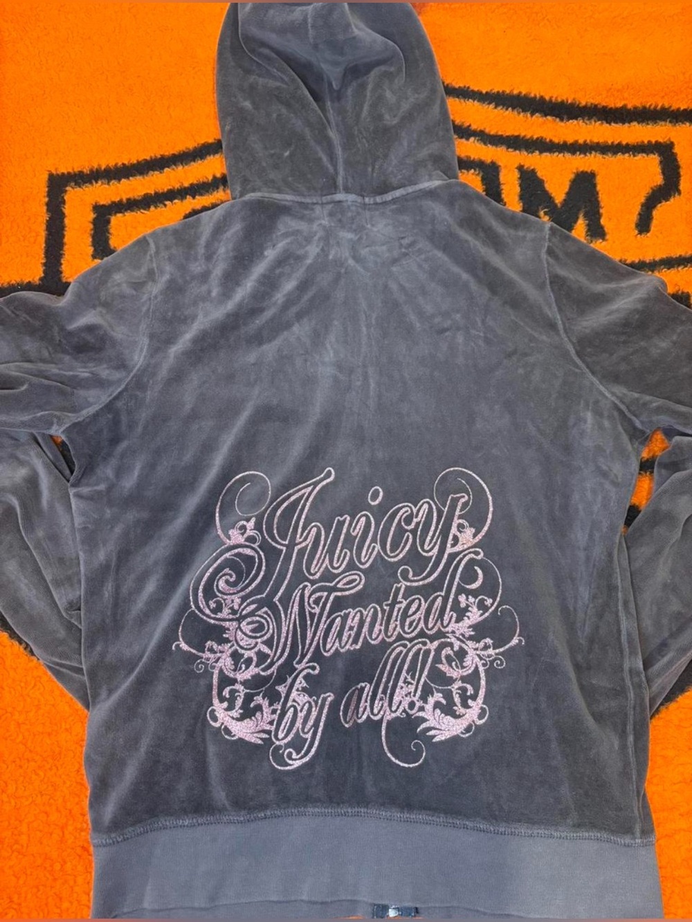 Vintage Juicy Couture Gray Velour Jacket with Pink Logo Patch